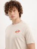 Slim Fit Placement Printed T-Shirt  | Beige