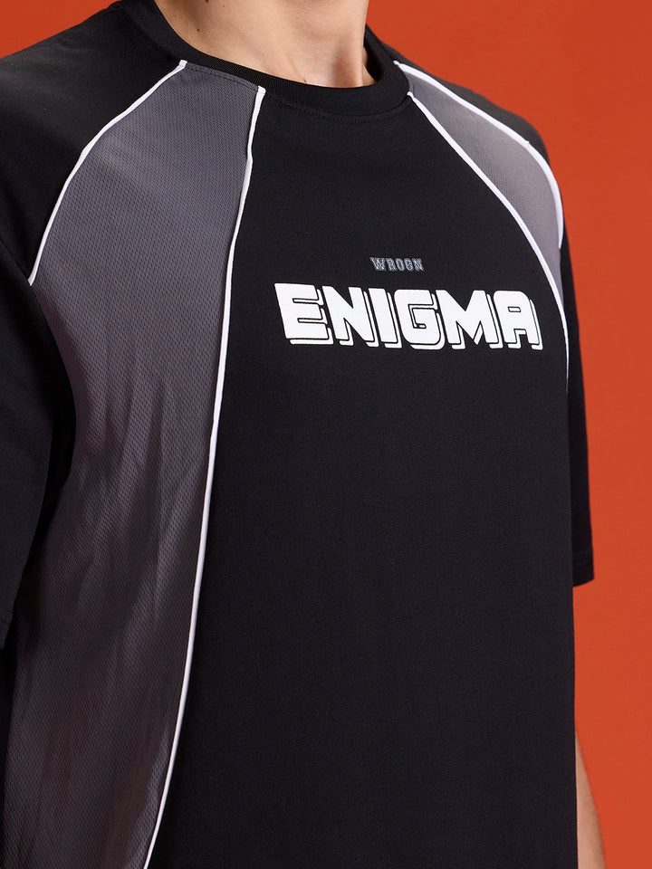 Casual Men Sporty Look Oversized Fit Tee With Print | Black