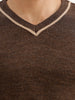 Classic Tipping Knitted Sweater | Brown