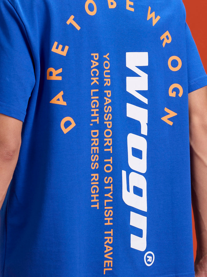 men's casual oversized fit graphic t-shirt | Blue