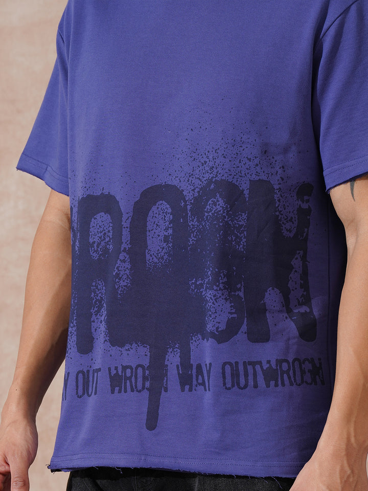 Heavy GSM Distressed Oversized Fit T-Shirt | Blue