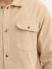 Solid Regular Fit Double Pocket Corduroy Jacket | Beige