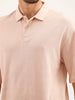 Textured Oversized Polo T-Shirt | Pink