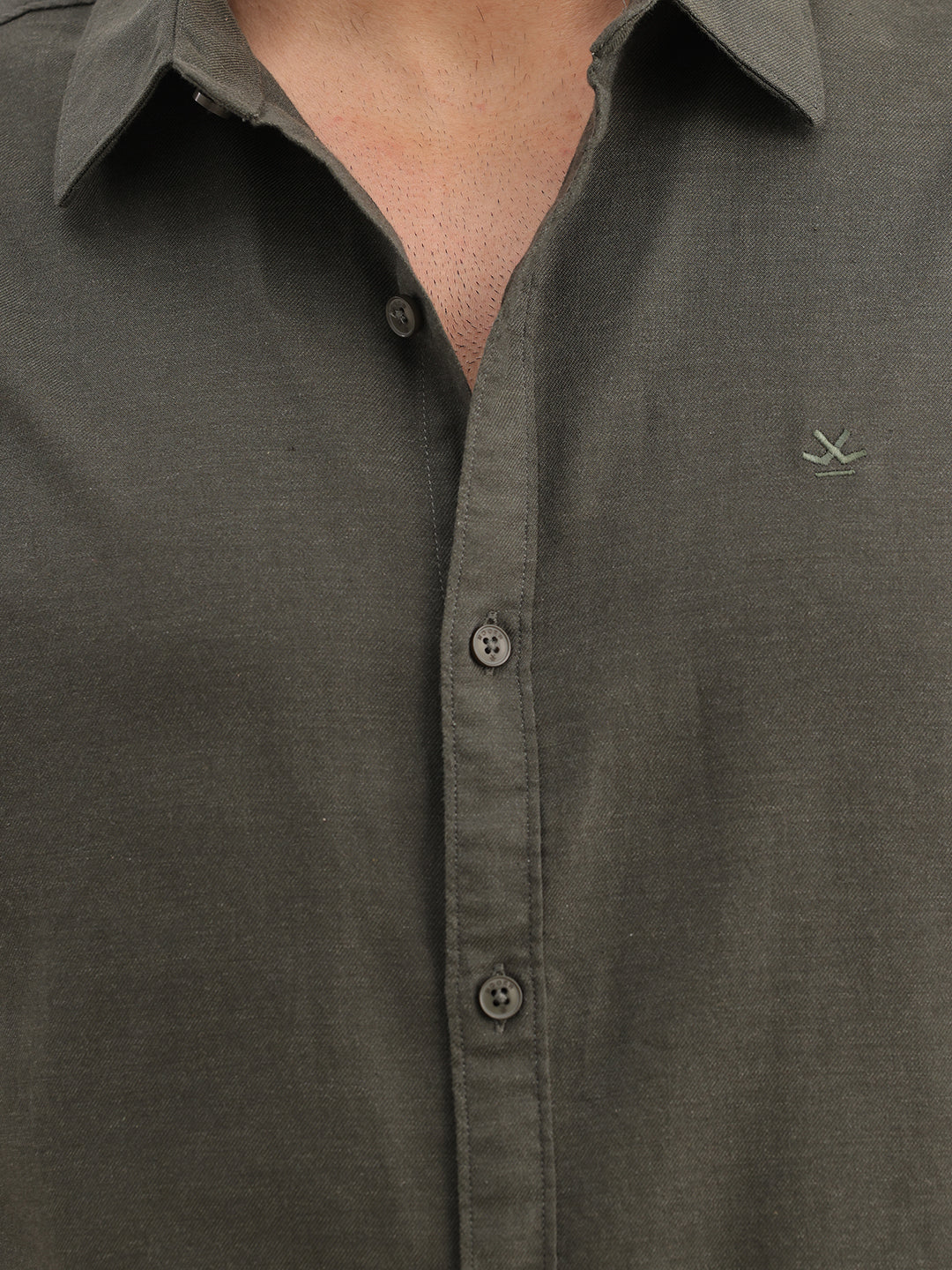 Slim Fit Solid Full Sleeve Shirt | Olive