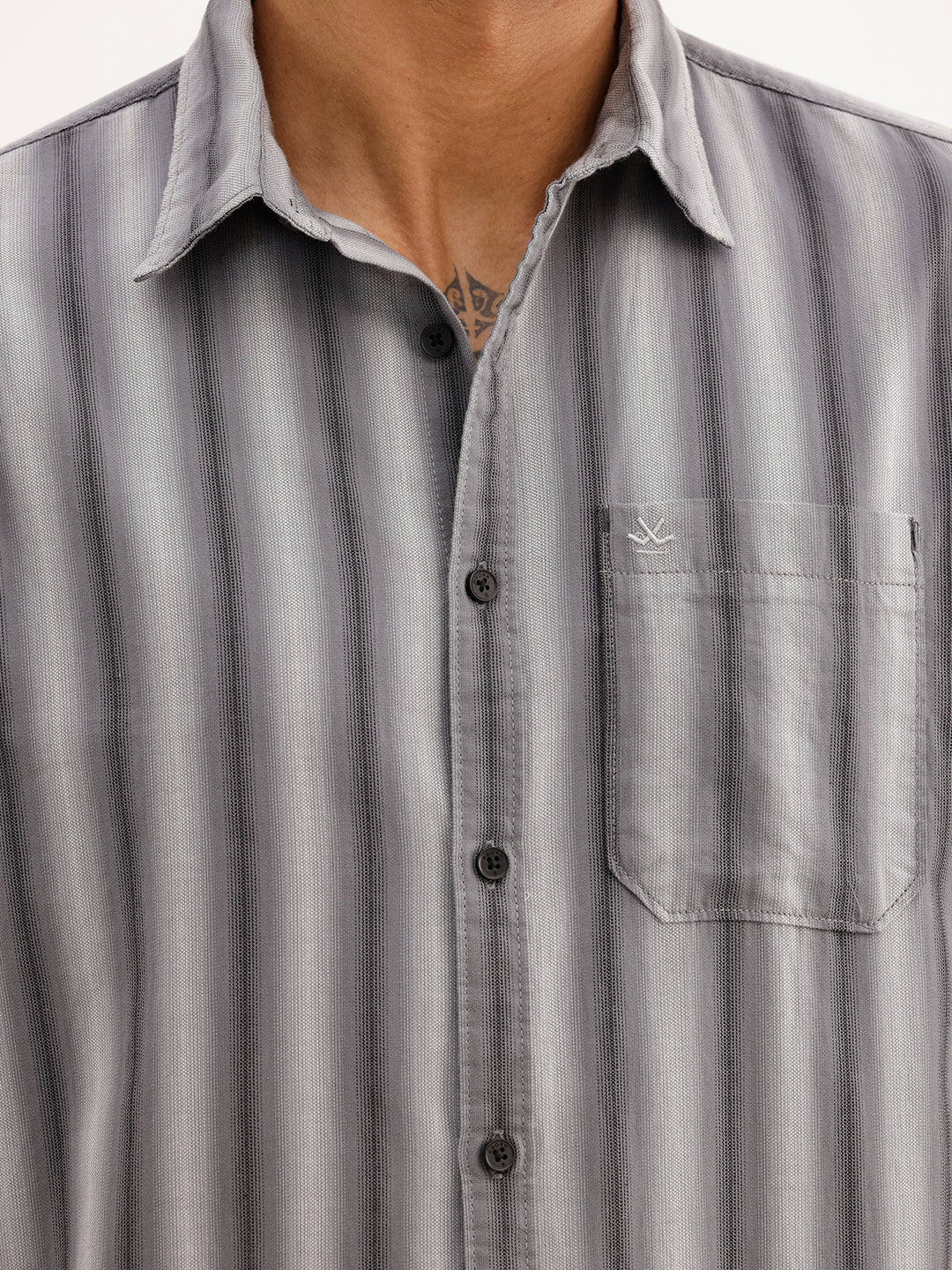 Slim Fit Striped Shirt | Grey | WSH02FSSL7138W