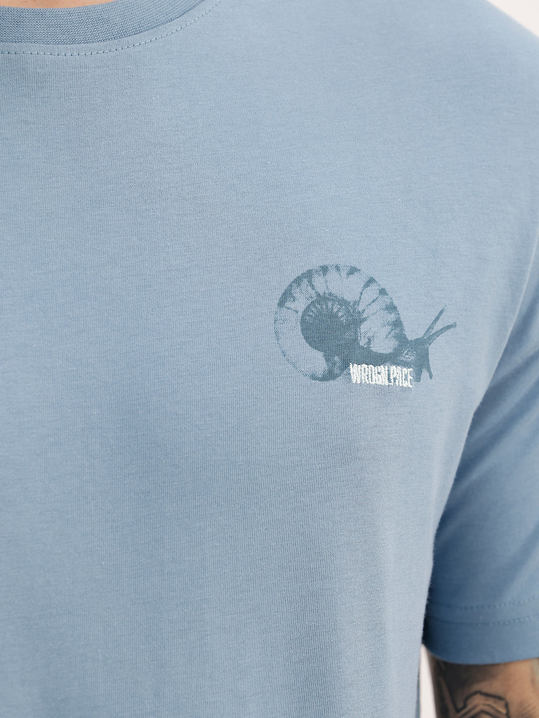 Slim Fit Embroidered Patch Detail T-Shirt | Blue | WTS02HSSL1358S