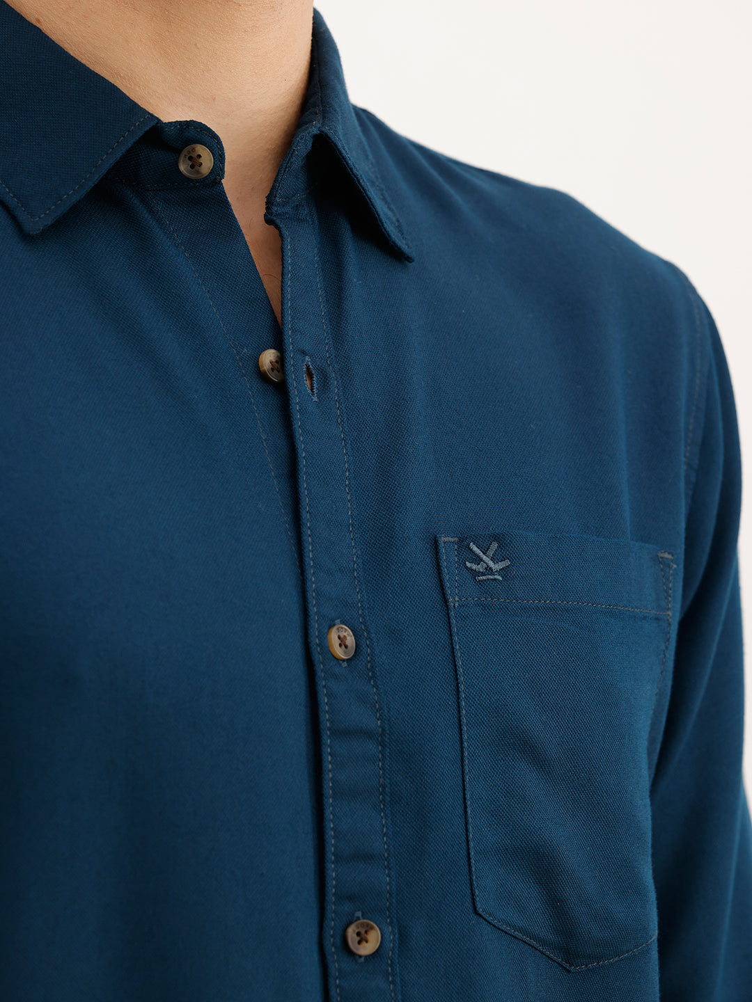 Solid Regular Fit Full Sleeve Shirt | Teal | WWSH9191F