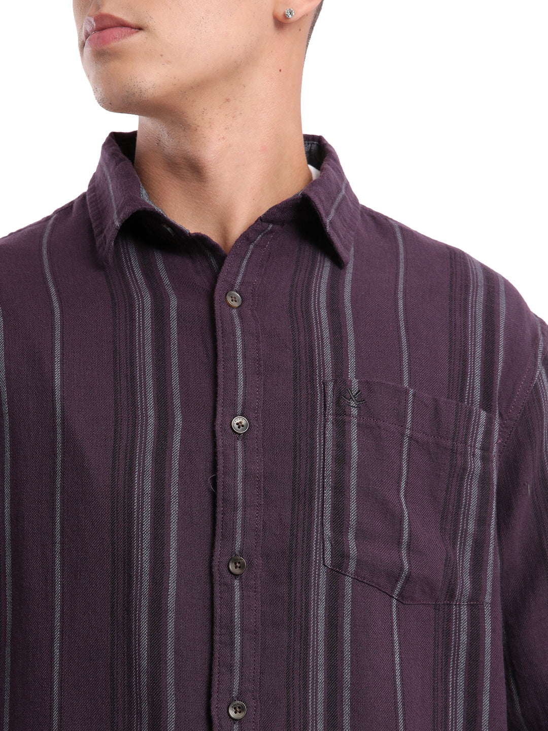 Elite Purple Full Sleeve Striped Shirt