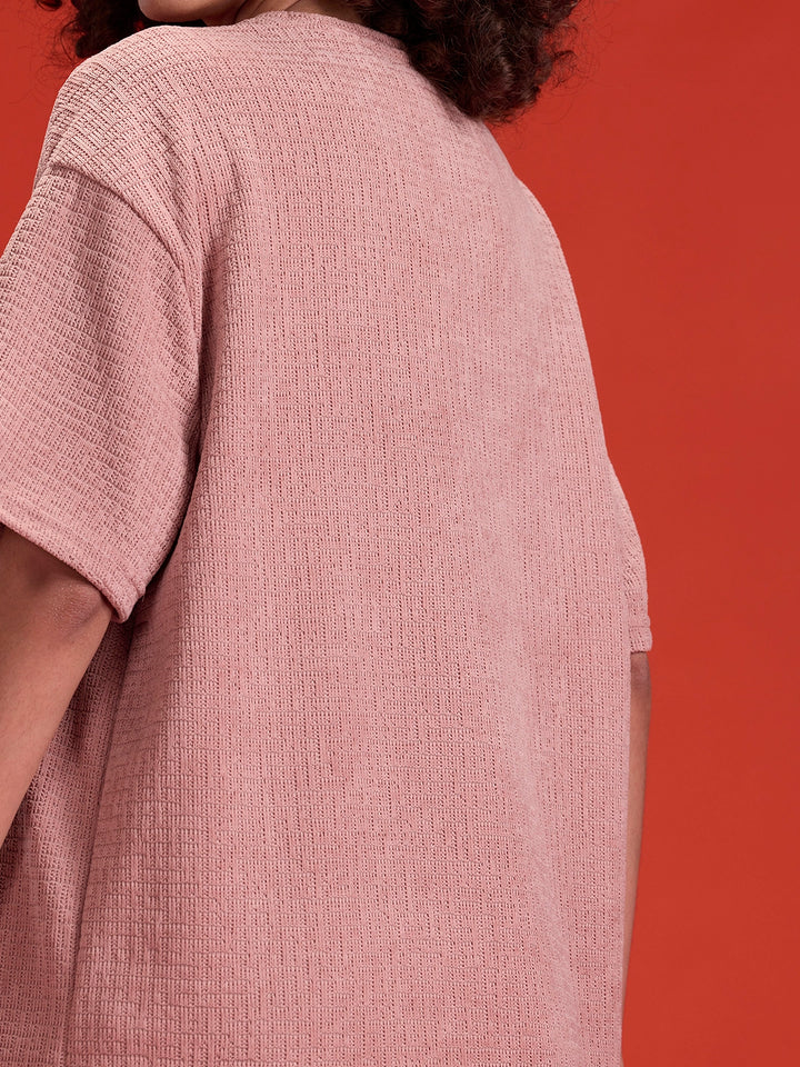 Men's Textured Oversized T-shirt  |  Peach