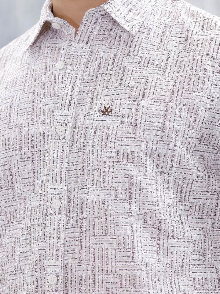 Printed Men's Casual Slim Fit Shirt | Brown