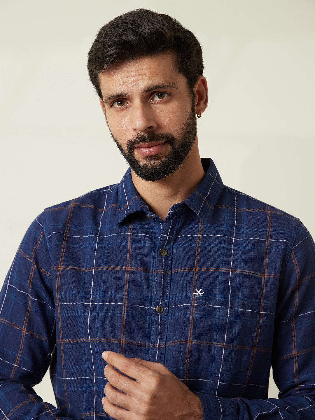 Checked Long Sleeve Shirt in Blue