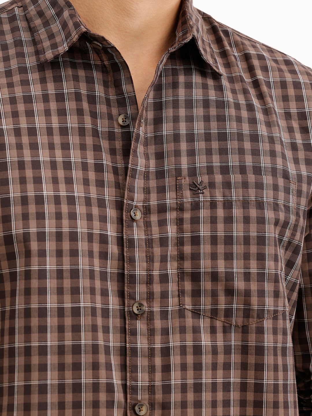 Regular Fit Checkered Shirt  | Brown