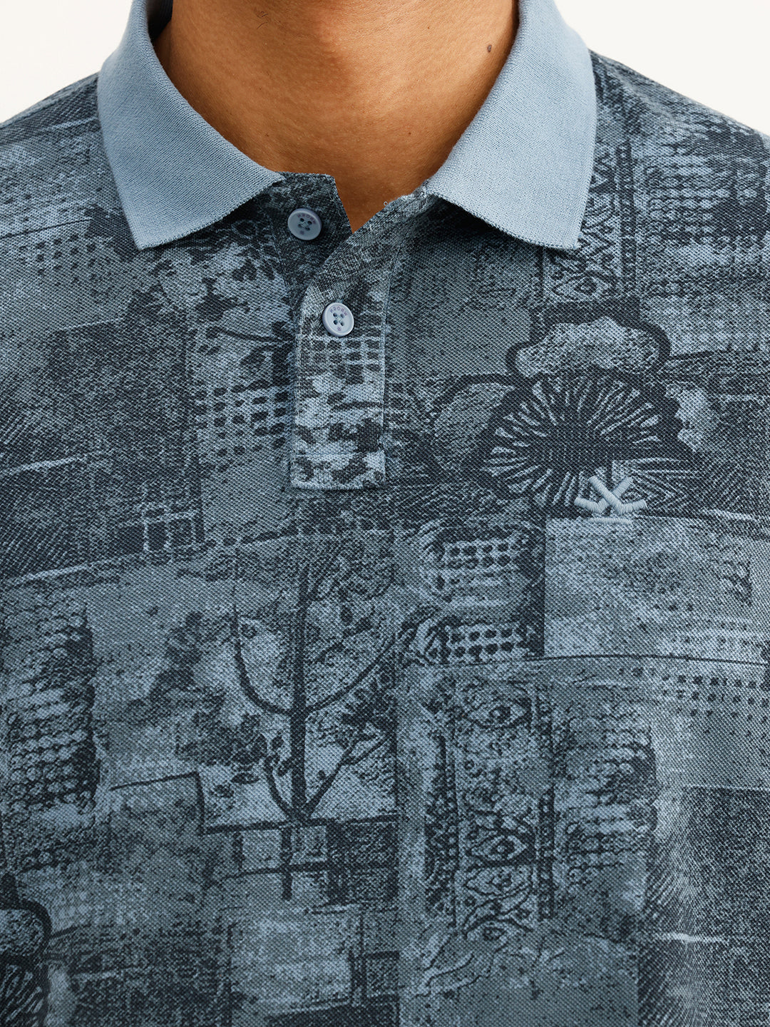 Slim Fit AOP Polo T-Shirt | Blue