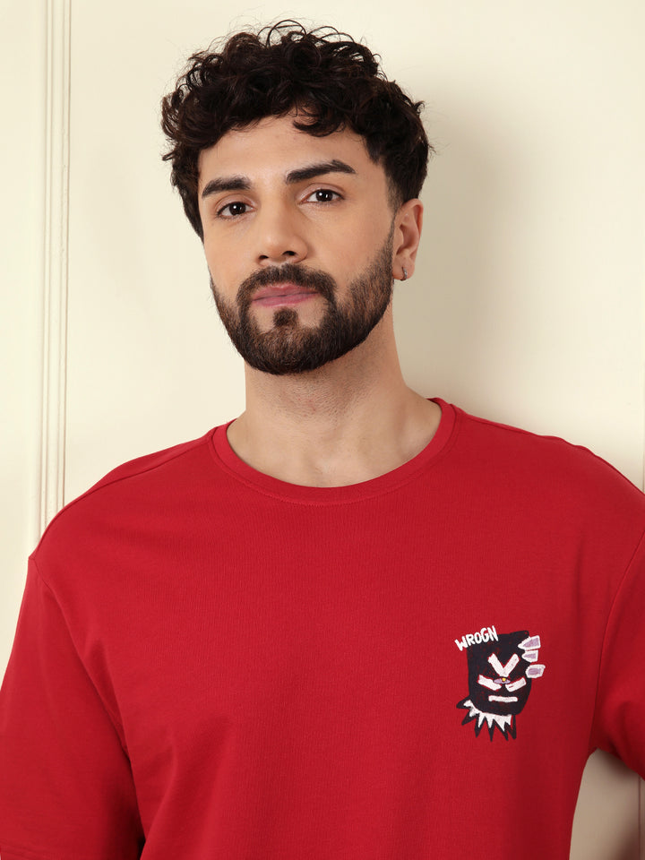 Heavy GSM Printed Oversized T-Shirt | Red