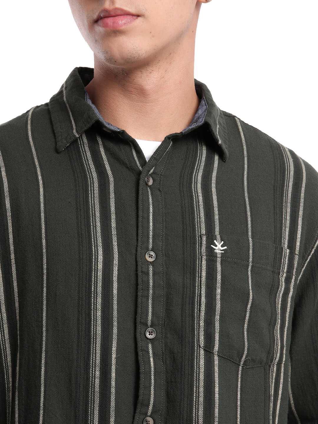 Elite Olive Full Sleeve Striped Shirt