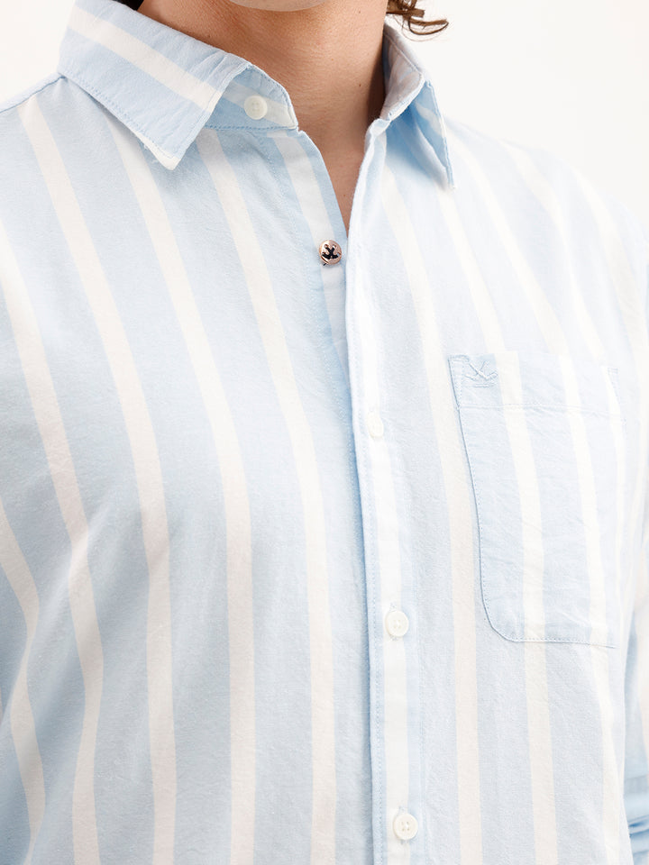 Regular Fit Striped Shirt  | Blue