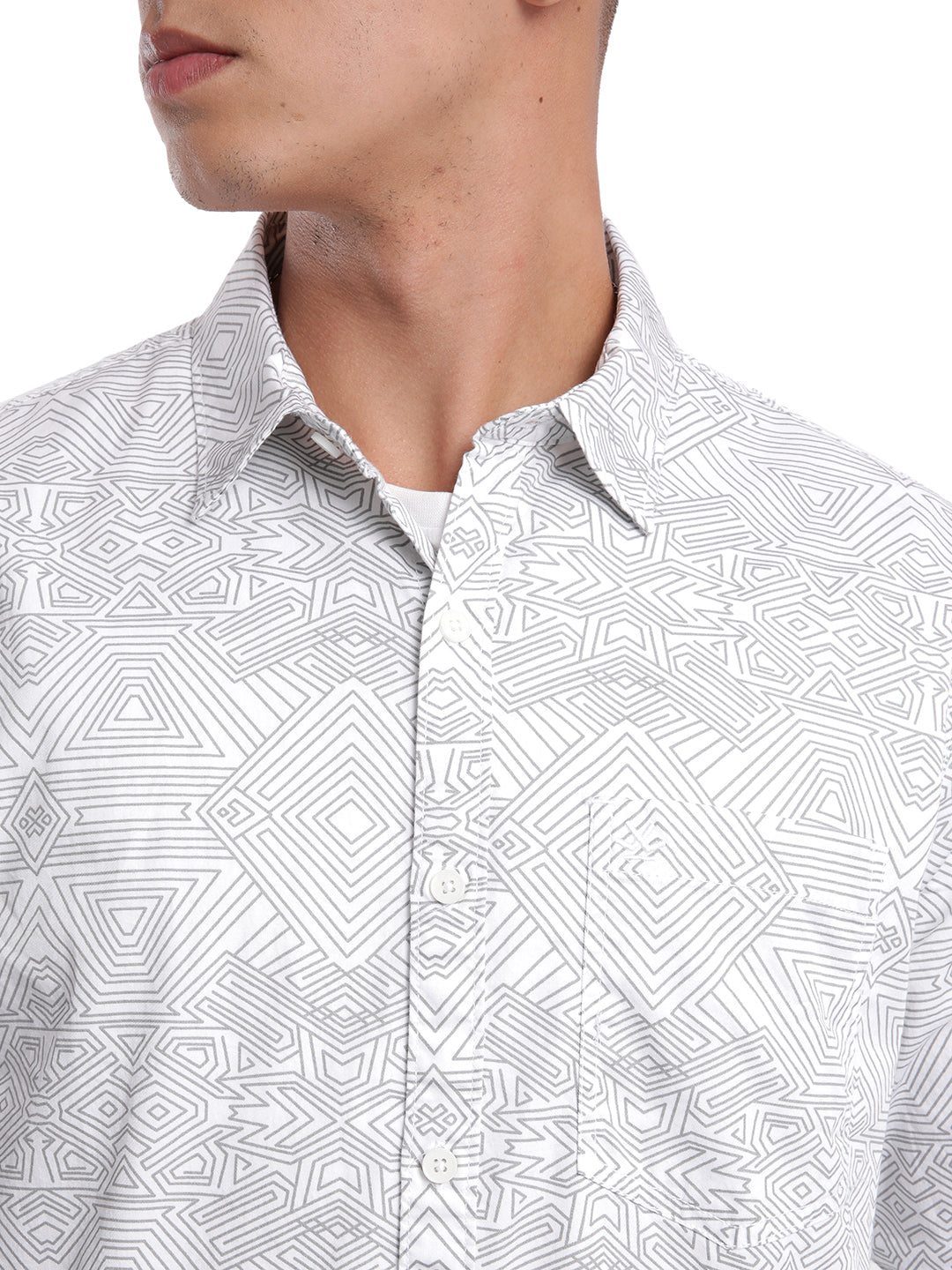 Multi Patterns White AOP Shirt