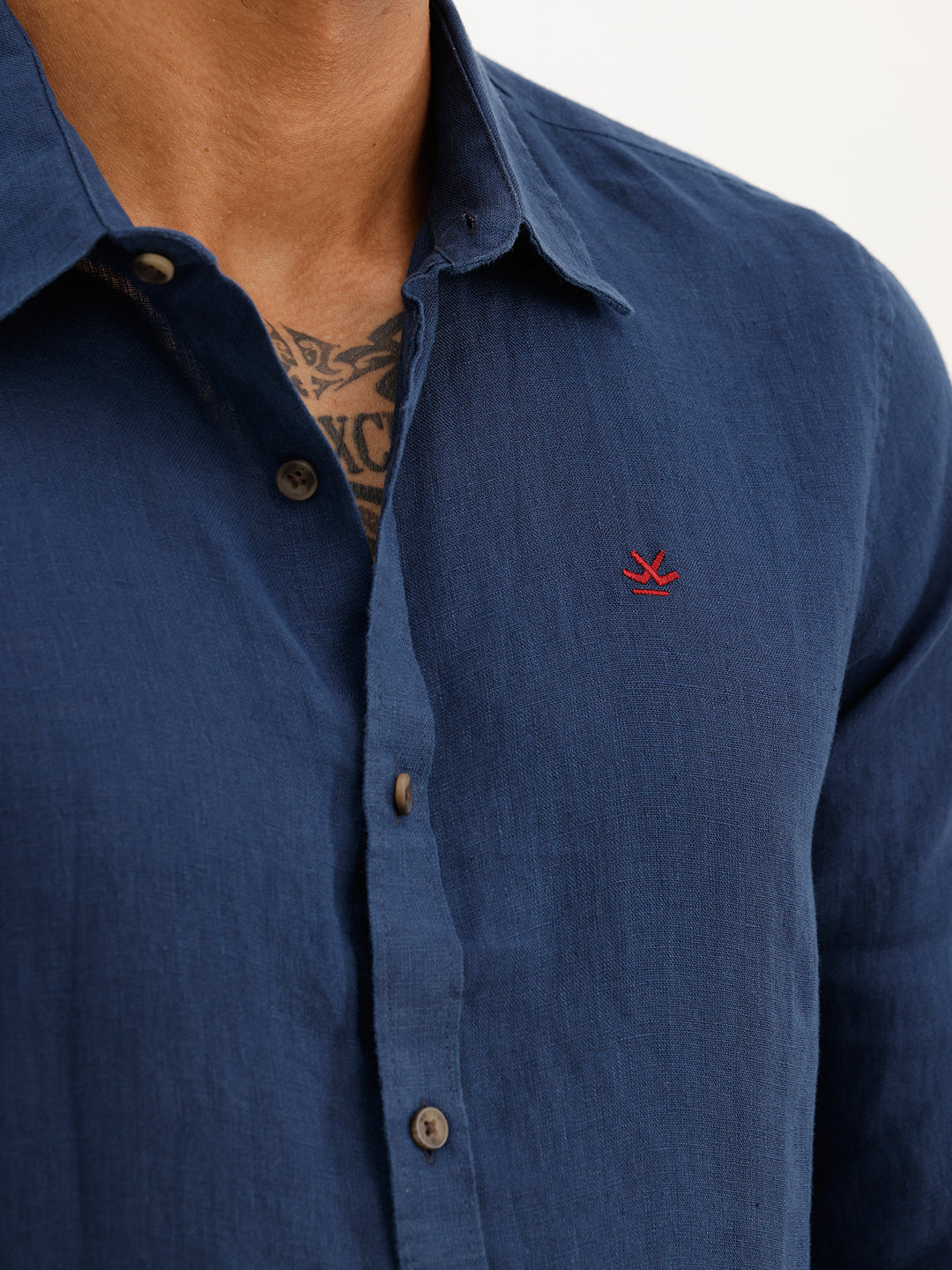 Solid Slim Fit Full Sleeve Shirt | Navy Blue | WSH02FSSL0237S