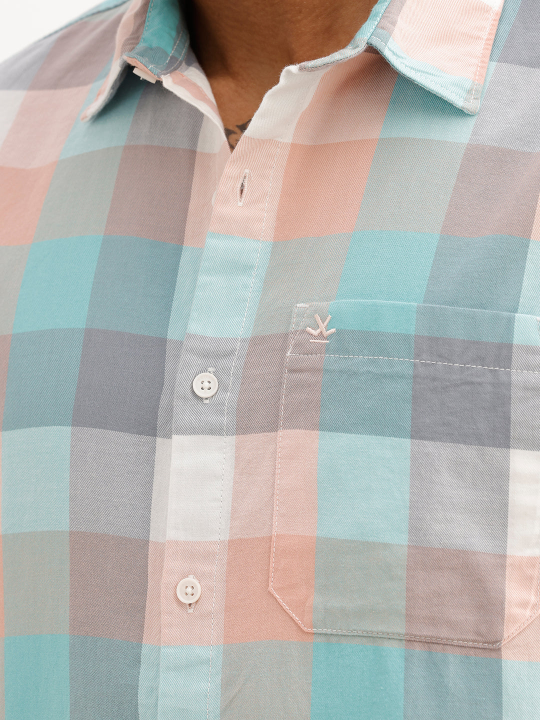 Regular Fit Checkered Shirt | Orange