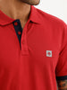 Regular Fit Contrast Sleeve Polo T-Shirt | Red