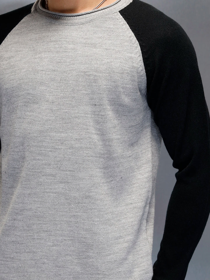 Men’s Textured Colorblock Pullover  | Grey