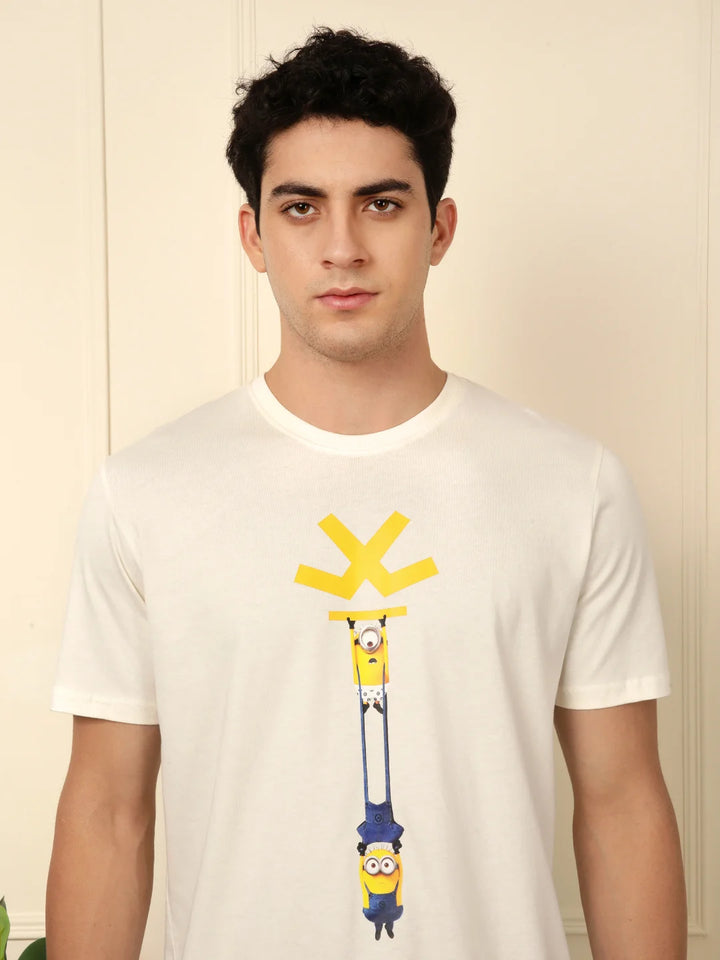 Minion Printed Slim Fit T-Shirt | White