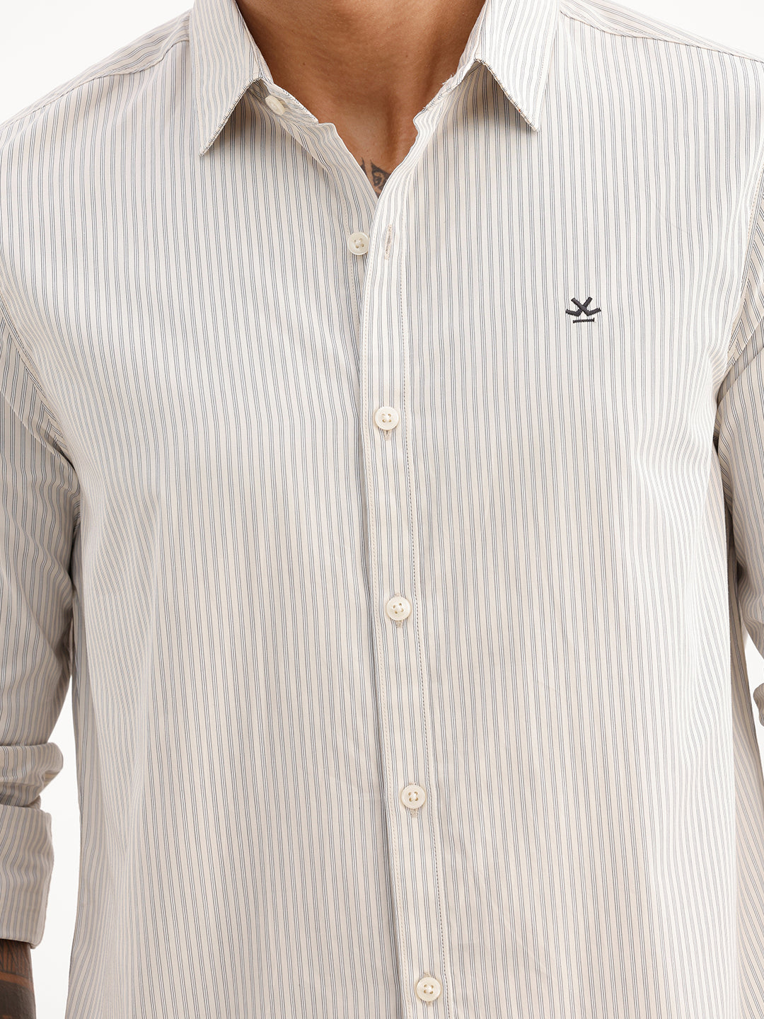 Classic Striped Full Sleeve Shirt | Beige