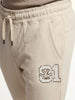 Solid Regular Fit Printed Jogger | Beige