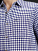 Wrogn Men's Classic Gingham Checked Shirt  | Navy Blue