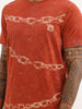 Slim Fit Washed Placement Printed T-Shirt | Rust