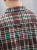 Wrogn Men’s Comfort Fit Checkered Shirt With Chest Pocket | Brown