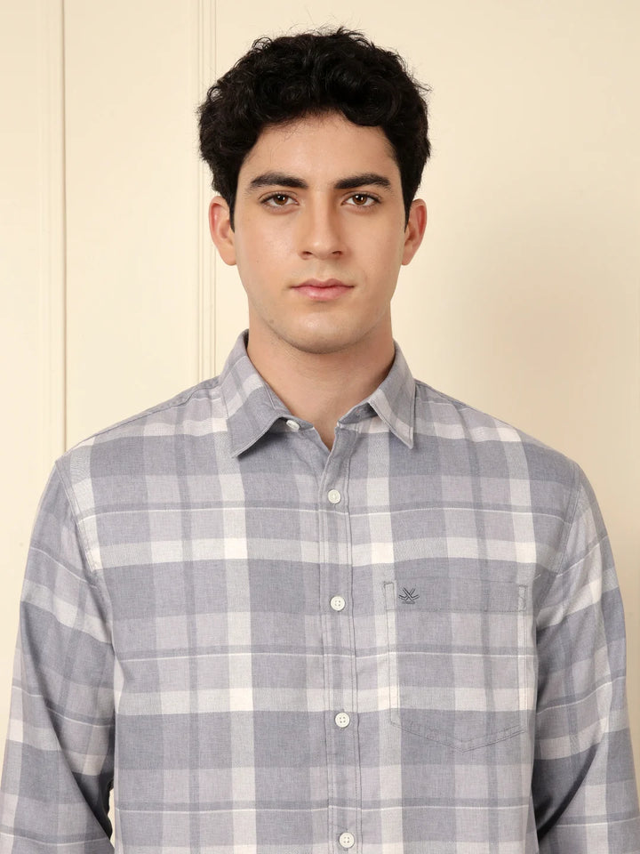 Urban Checked Comfort Fit Shirt in Blue