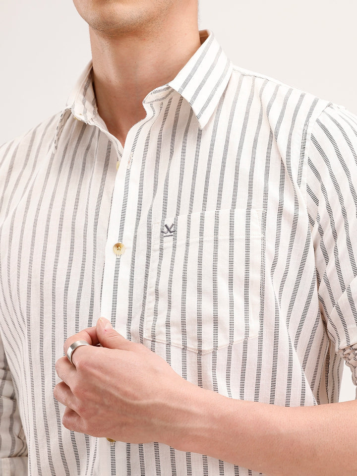 Slim Fit Striped Shirt | White
