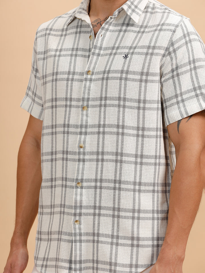 Textured Short Sleeve Shirt | Grey