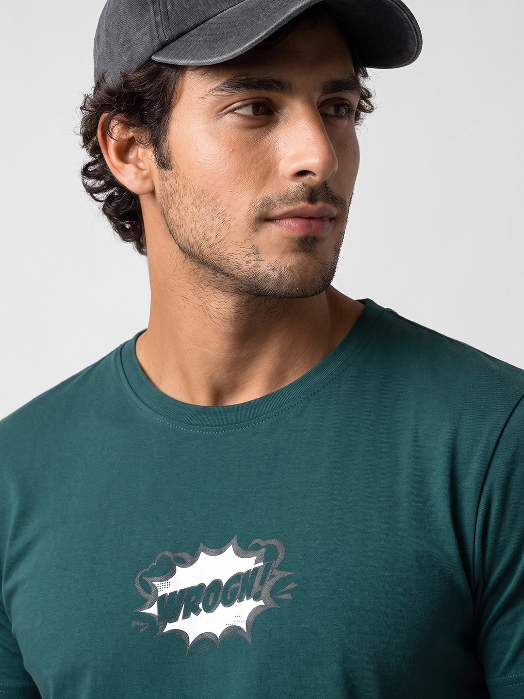 Slim Fit Placement Printed T-Shirt | Dark Green