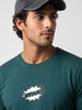 Slim Fit Placement Printed T-Shirt | Dark Green