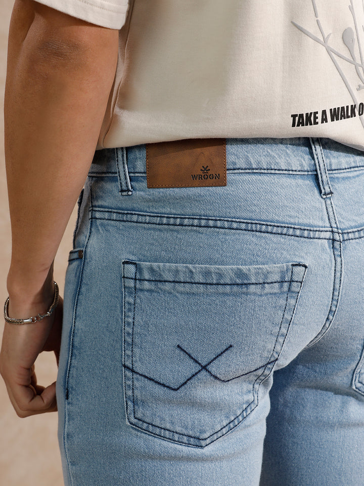 Solid Heavy Fade Straight Fit Jeans | Light Blue