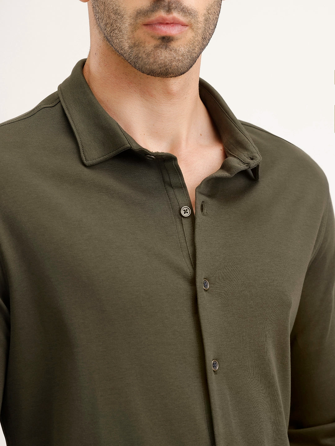 Slim Fit 100% Cotton Shirt | Olive
