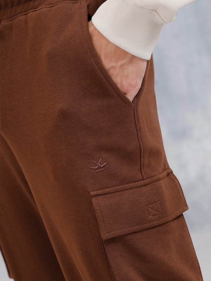 Men's Casual Utility Pockets Relaxed Fit Knit Jogger | Brown