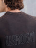 Washed Oversized Crew Neck T-shirt With Embroidery | Black