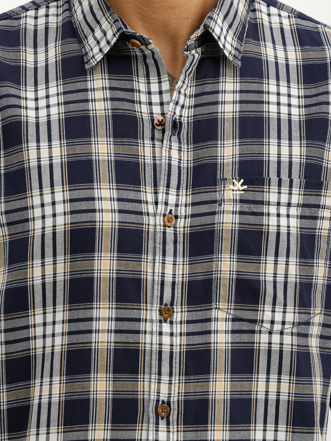 Classic Slim Fit Checkered Shirt | Navy Blue