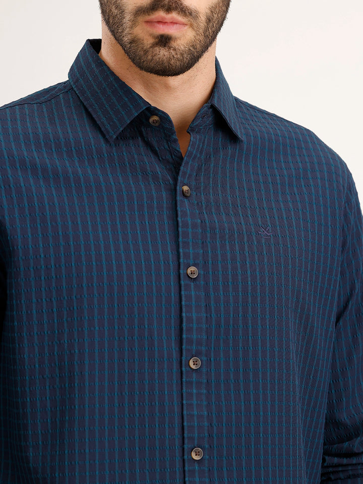 Slim Fit Textured Shirt | Blue