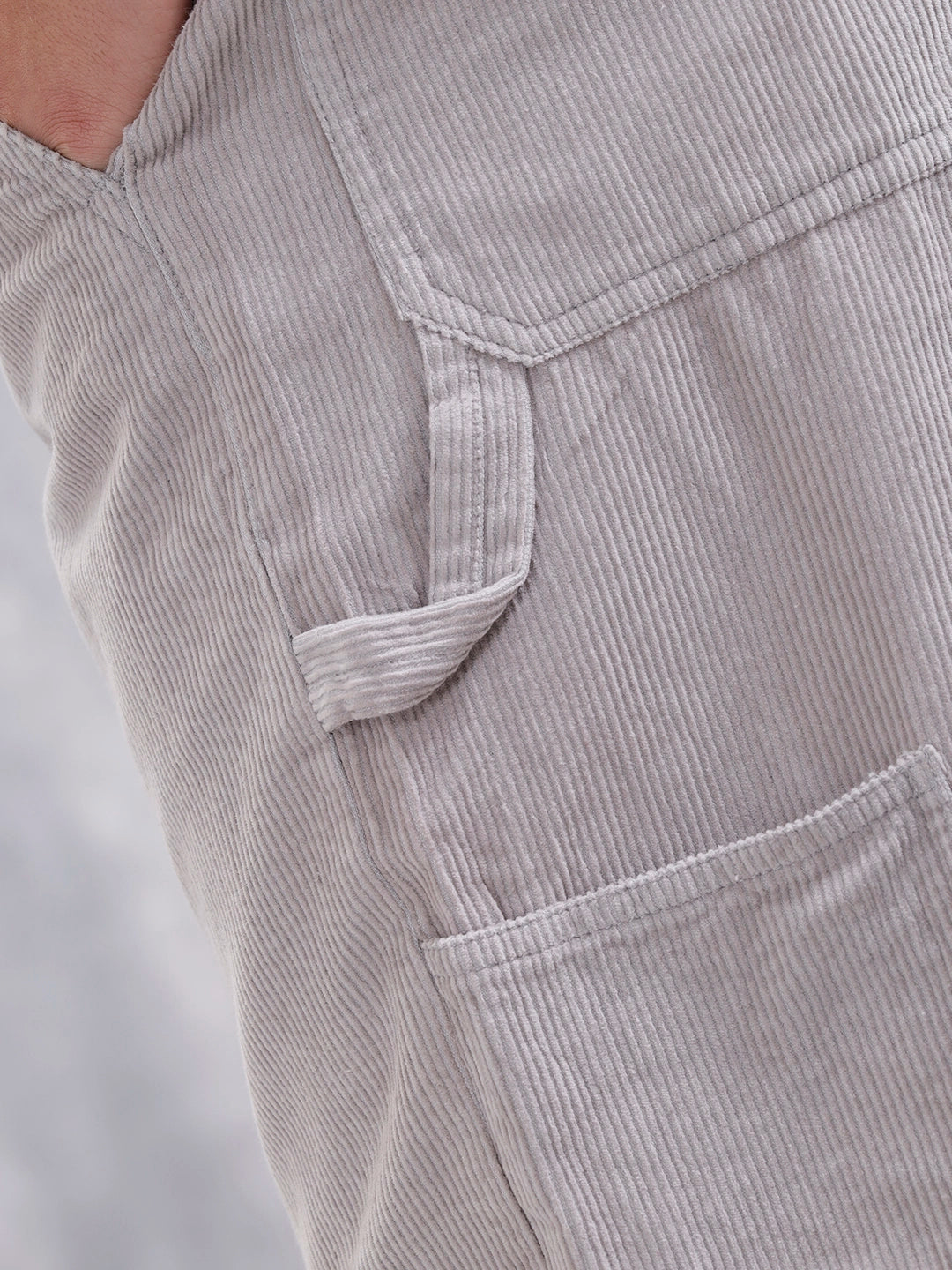 Men Loose Fit Corduroy Trousers | Grey