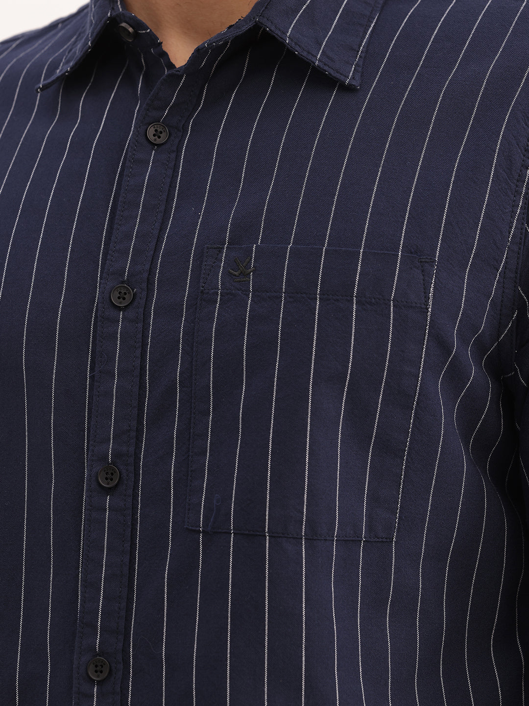 Slim Fit Striped Full Sleeve Shirt | Black