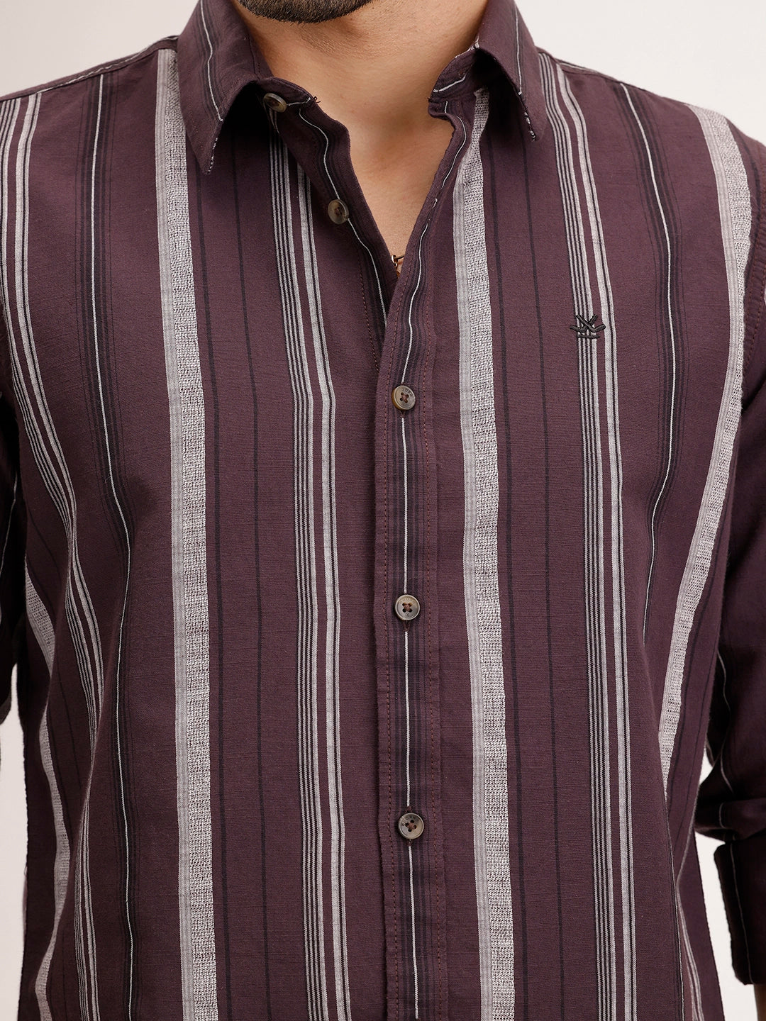 Slim Fit Striped Shirt | Brown