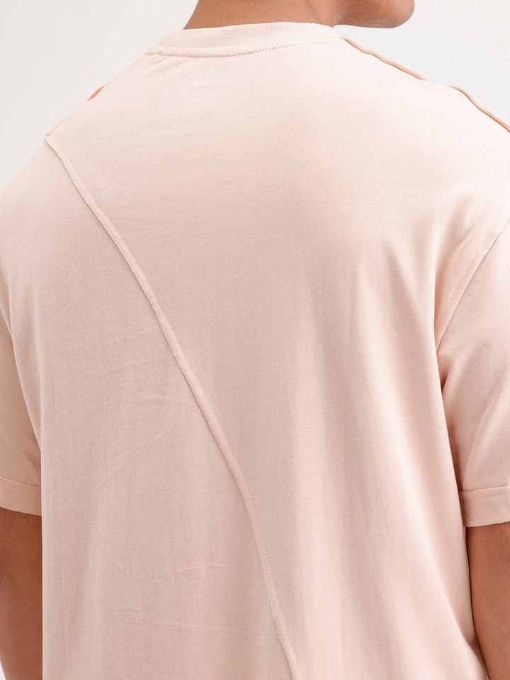 Solid Oversized Cut & Sew T-Shirt | Pink