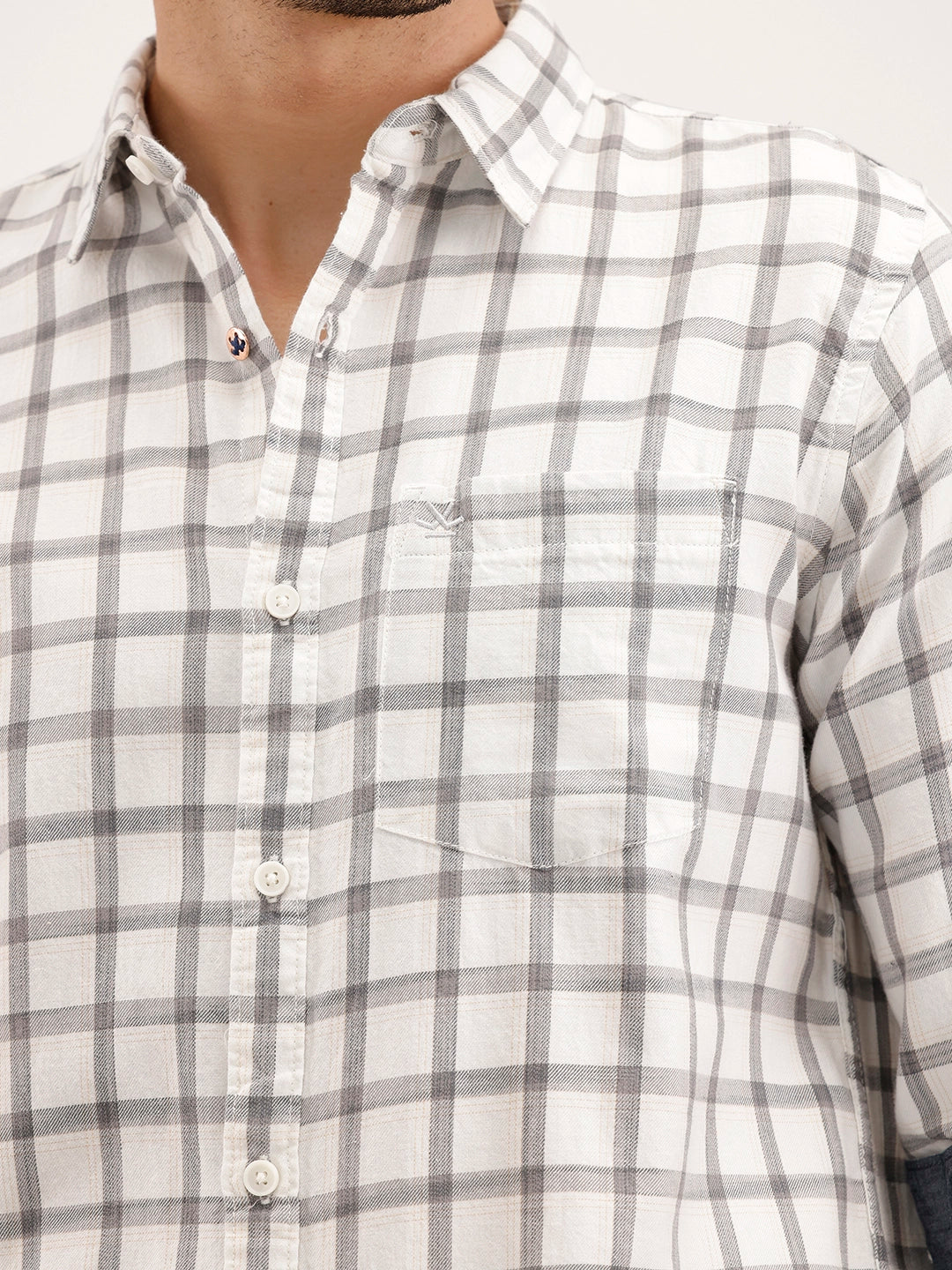 Regular Fit Checkered Shirt | Grey