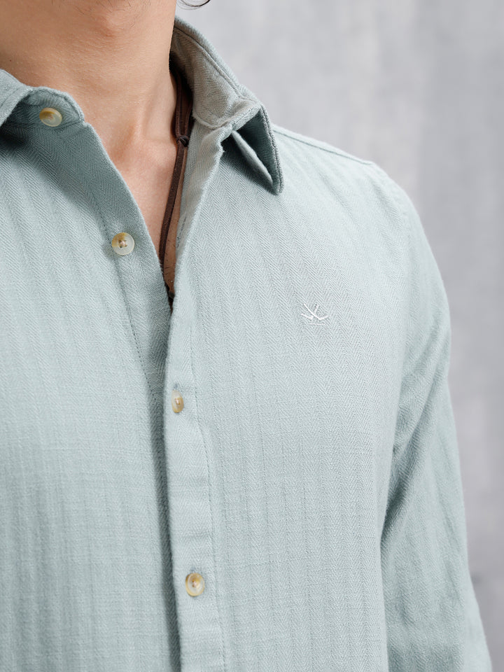 Men Casual Slim Fit Shirt | Green