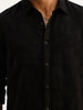 Solid Textured Slim Fit Full Sleeve Shirt | Black