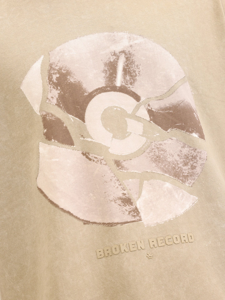 Retro Graphic Printed Oversized Fit Washed T-shirt | Khaki